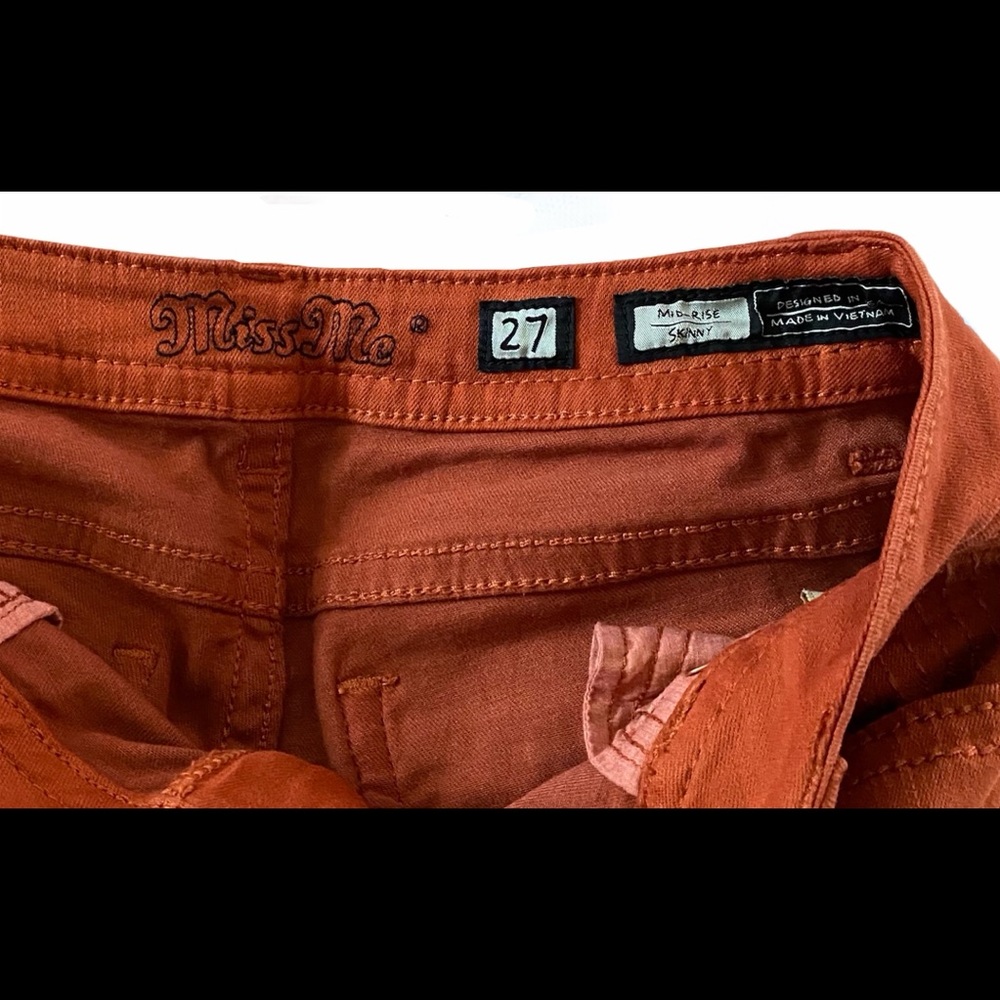 *SOLD* Miss Me Flame Orange Mid Rise Skinny Jeans - Picture 4 of 9